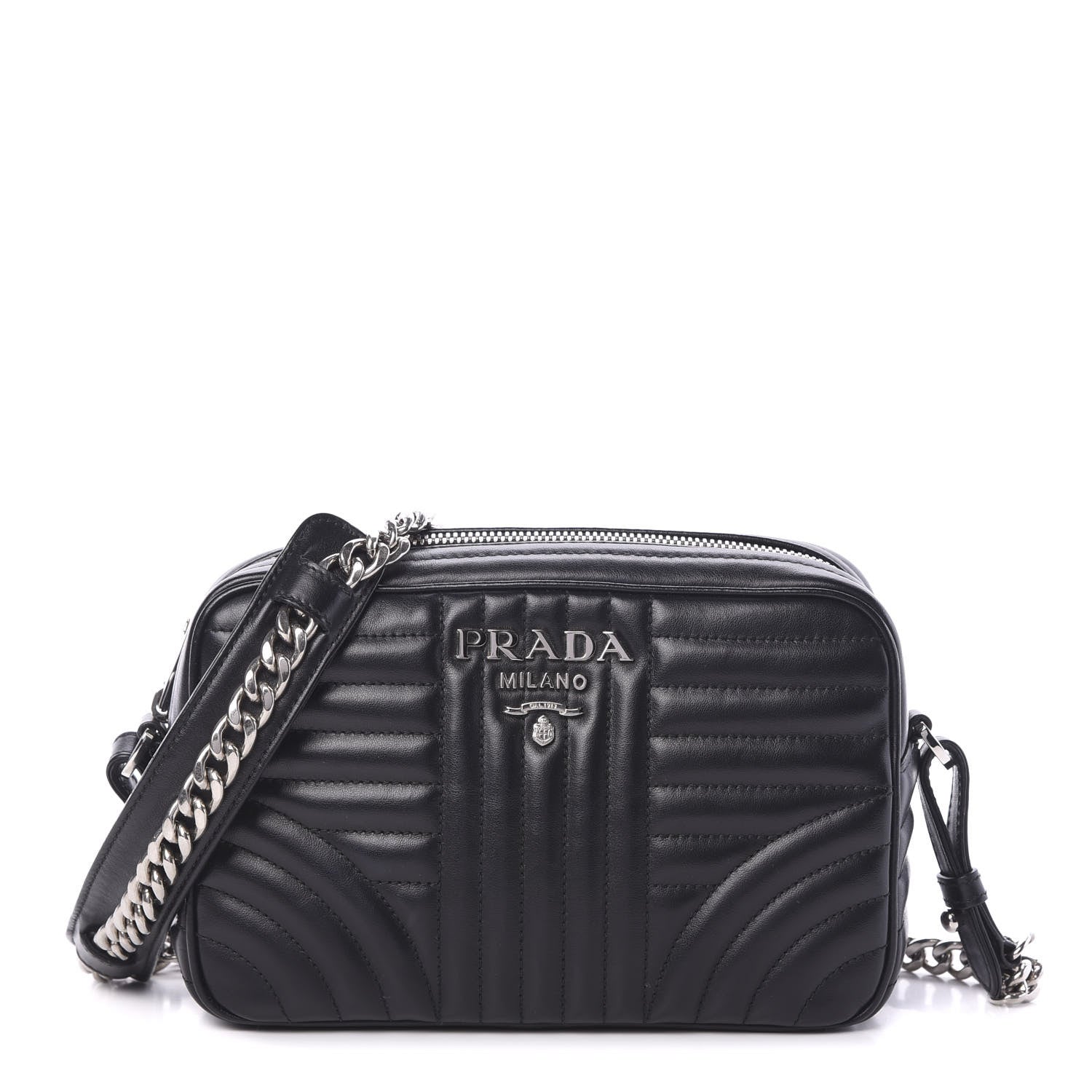 Prada Soft Calfskin Diagramme Crossbody Bag Black 1 of 10