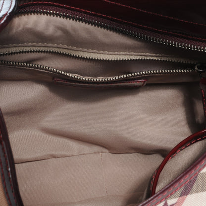 Burberry Patent Supernova Check Stars Small Hernville Hobo Berry Red 5 of 10