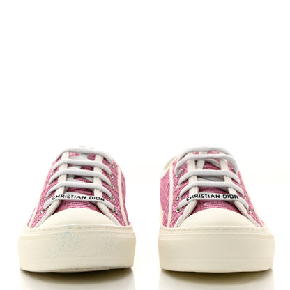 Christian Dior Laminated Canvas Cannage Embroidered Womens Walk'N'Dior Low Top Sneakers 37 Metal Rose 2 of 8