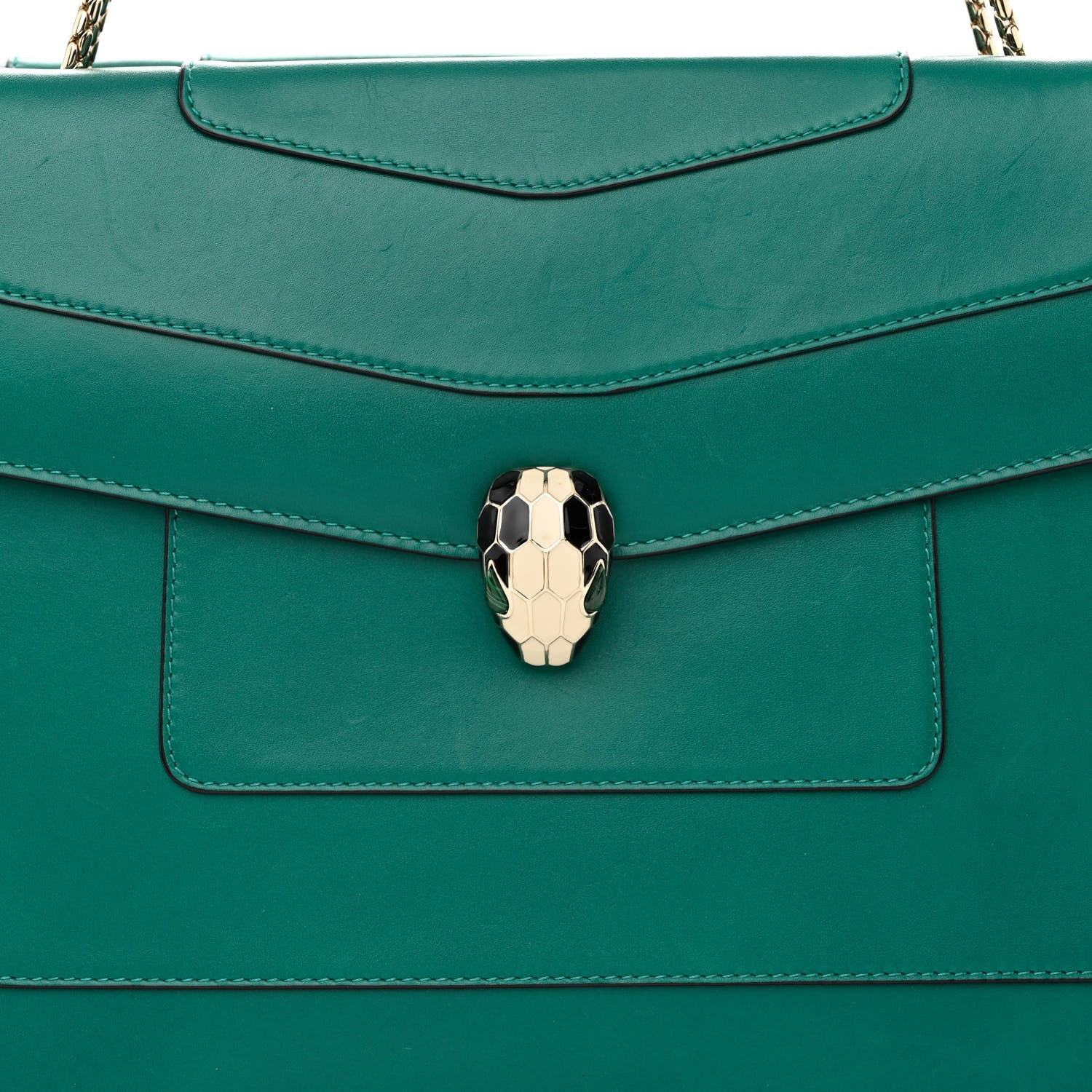 Bulgari Calfskin Serpenti Forever Shoulder Bag Emerald Green 7 of 9
