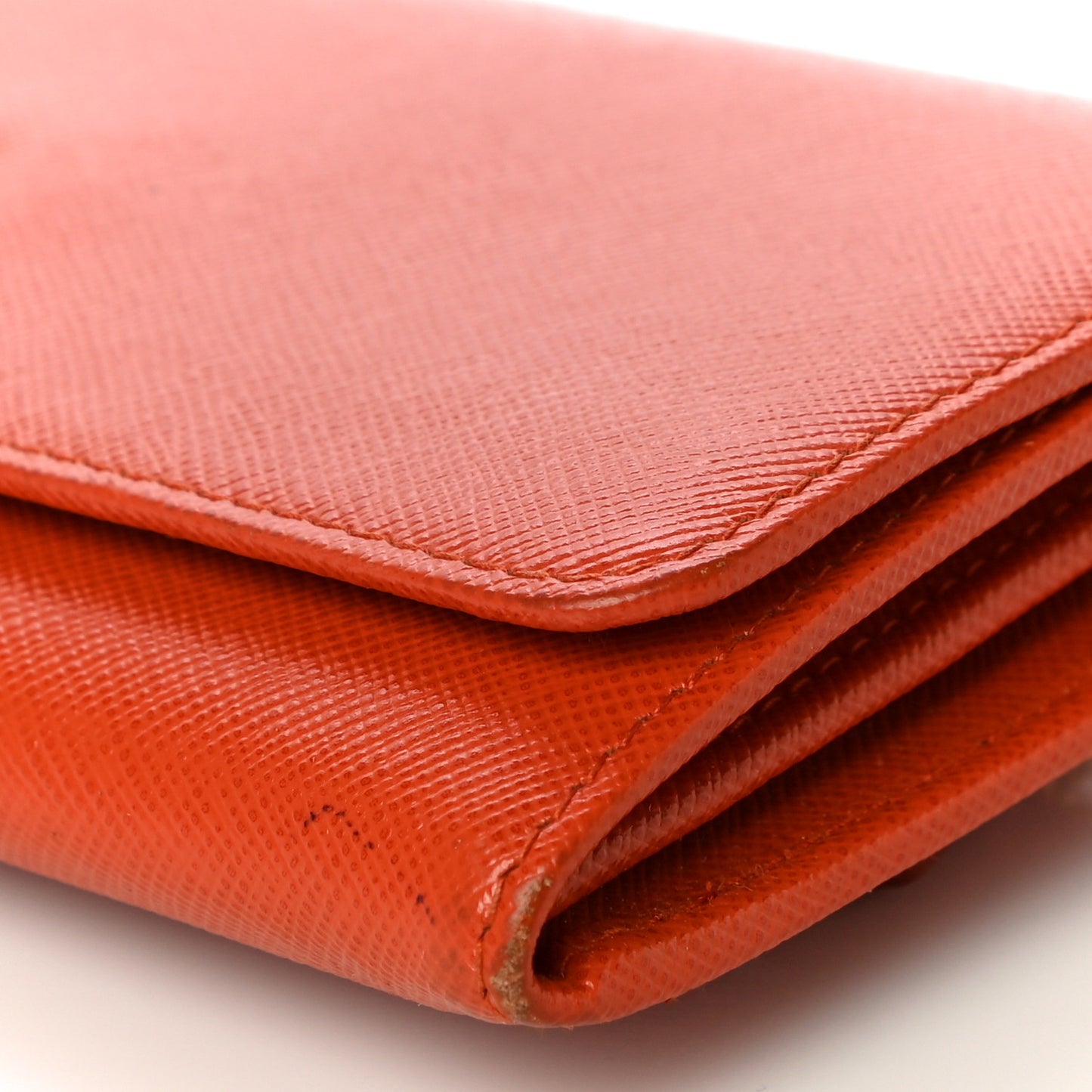Saffiano Metal Continental Flap Wallet Papaya