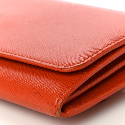 Prada Saffiano Metal Continental Flap Wallet Papaya 10 of 14