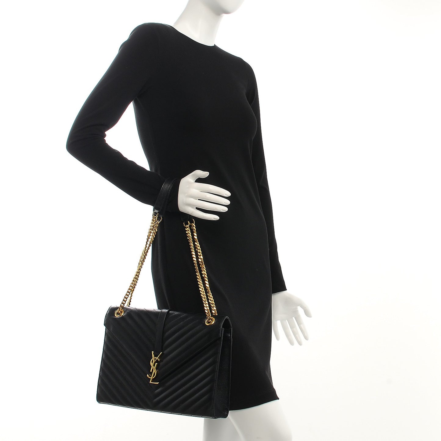 Grain De Poudre Matelasse Chevron Large Monogram Satchel Black