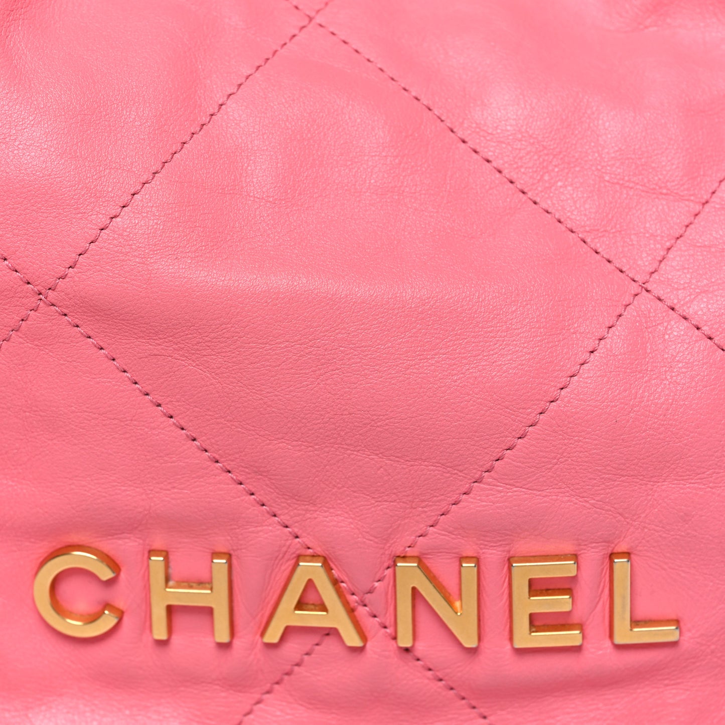 Shiny Calfskin Quilted Chanel 22 Drawstring Bag Coral Pink Coral Pink