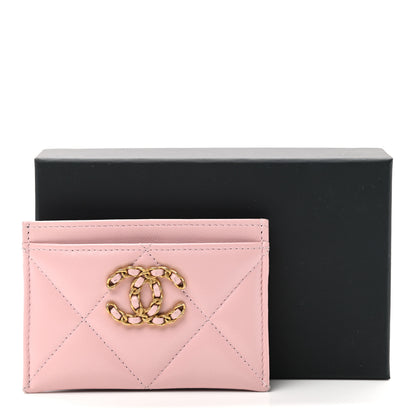Chanel Lambskin Quilted Chanel 19 Card Holder Light Pink 9 of 9