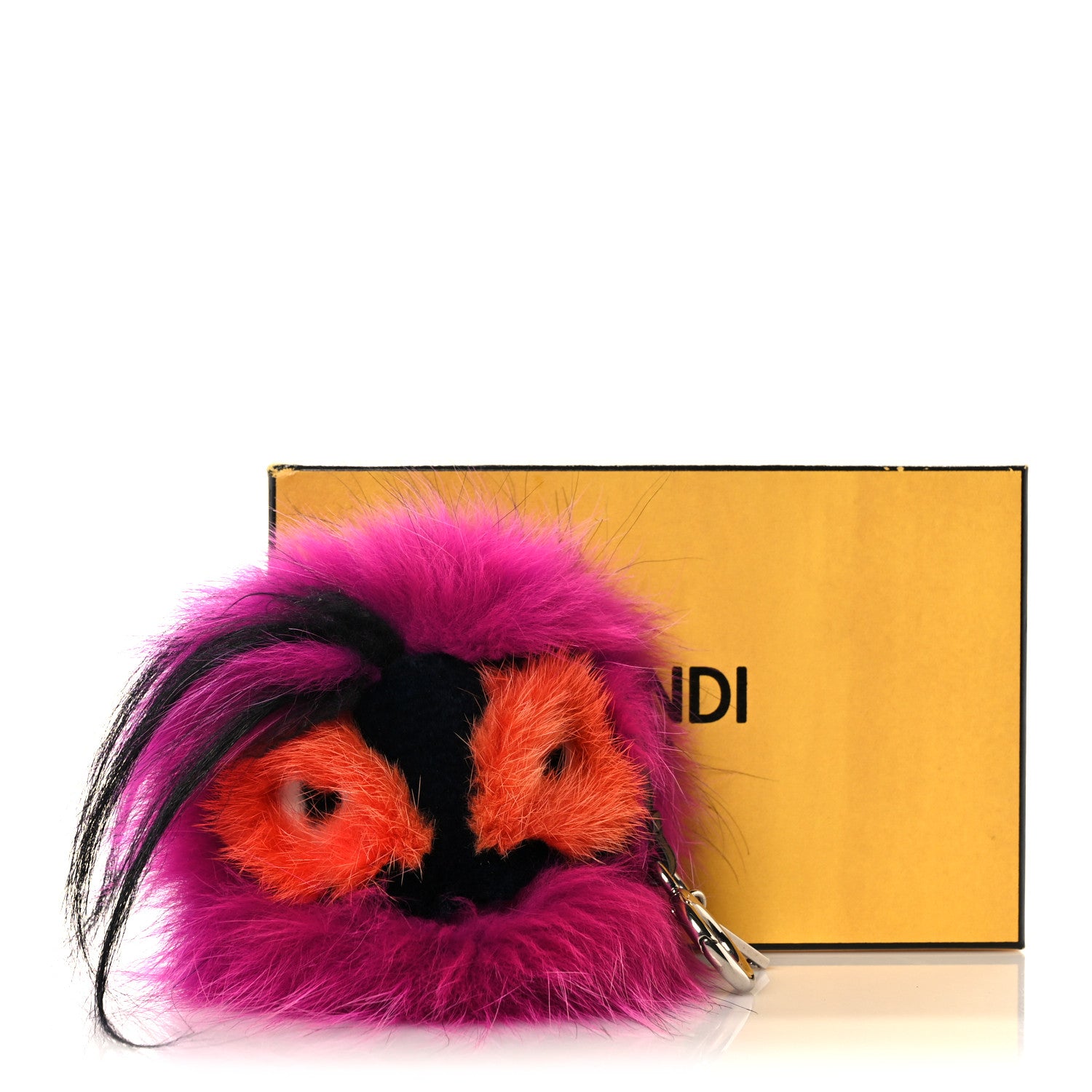Fendi Fox Mink Goat Fur Oret Monster Bag Bug Charm Orchid Black 6 of 6