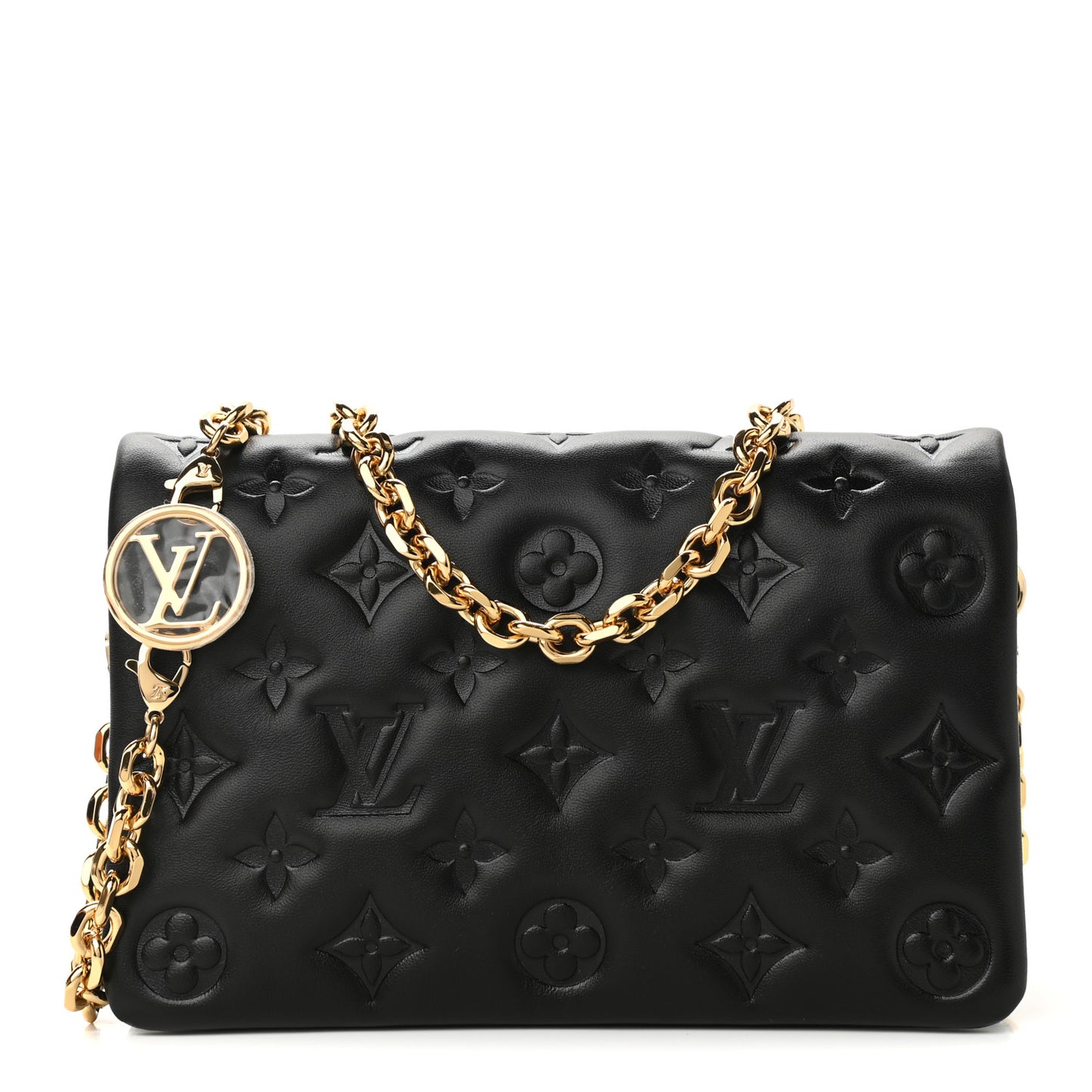 Lambskin Embossed Monogram Pochette Coussin Black