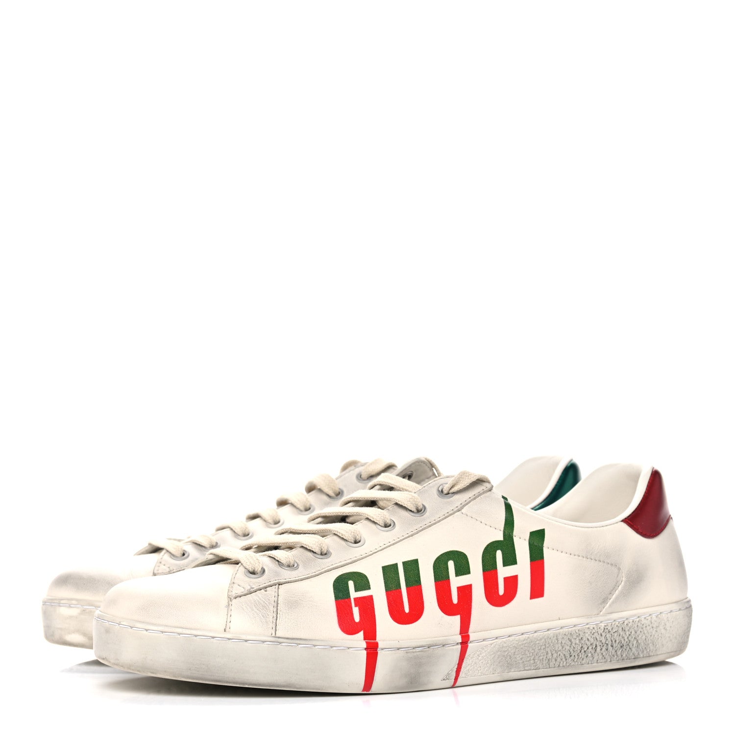 Gucci Distressed Calfskin Mens Ace Blade Sneakers 11 White 3 of 23