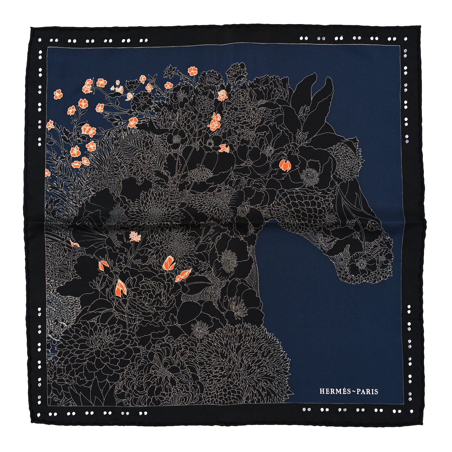 Hermes Silk Robe Legere Scarf 45 Black Creme Vermillion 1 of 3