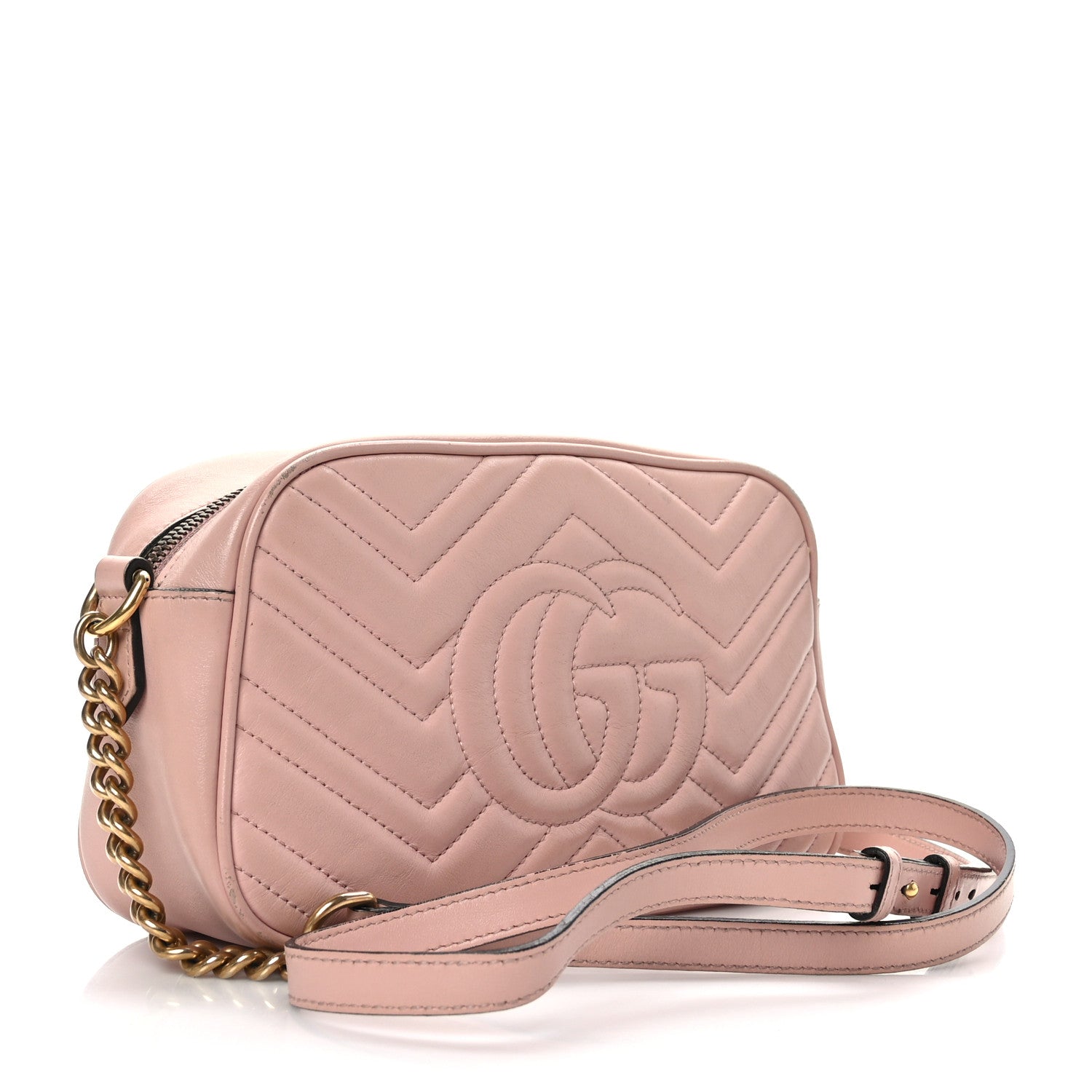 Gucci Calfskin Matelasse Small GG Marmont Chain Shoulder Bag Perfect Pink 3 of 14