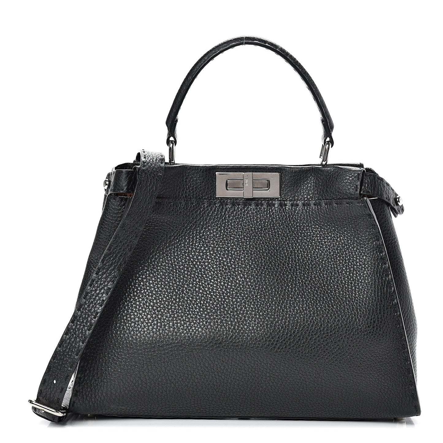 Cuoio Romano Selleria Bi-Color Medium Peekaboo Iconic Satchel Black Mou