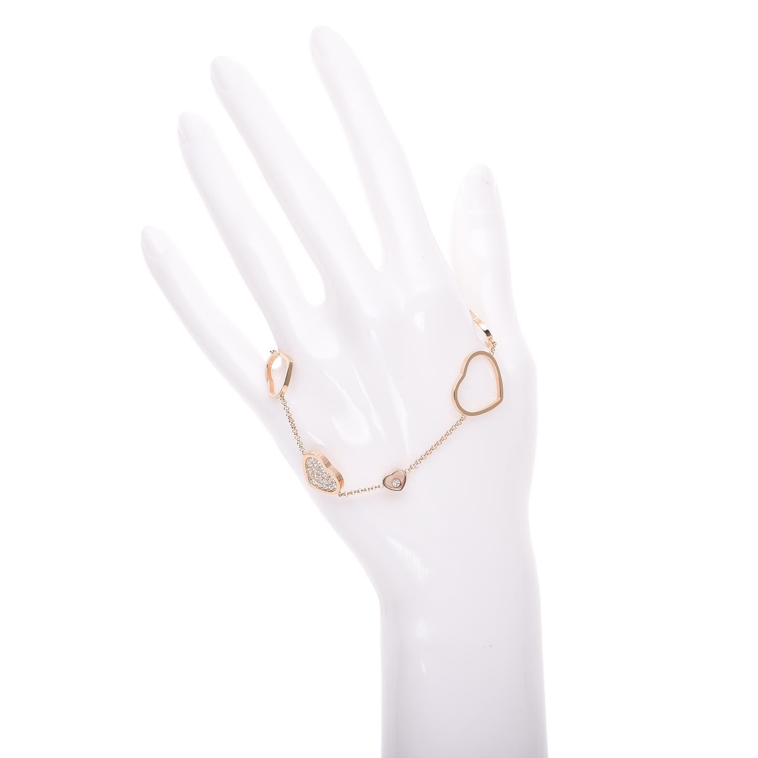 Chopard 18K Rose Gold Diamond Happy Hearts Bracelet 2 of 9