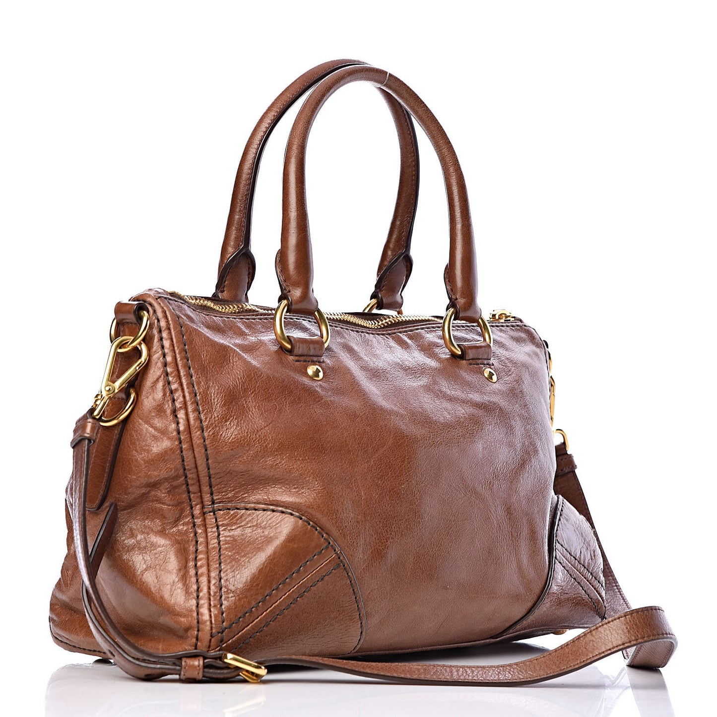 Vitello Shine Shopping Satchel Palissandro