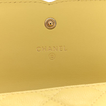 Chanel Caviar Quilted Medium Filigree Flap Wallet Yellow 6 of 13