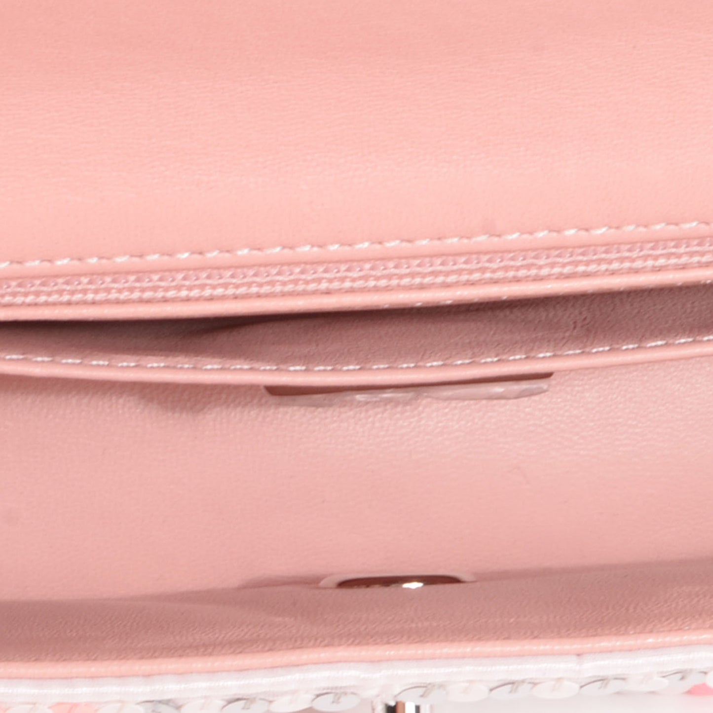 Sequin Striped Mini Flap Pink White