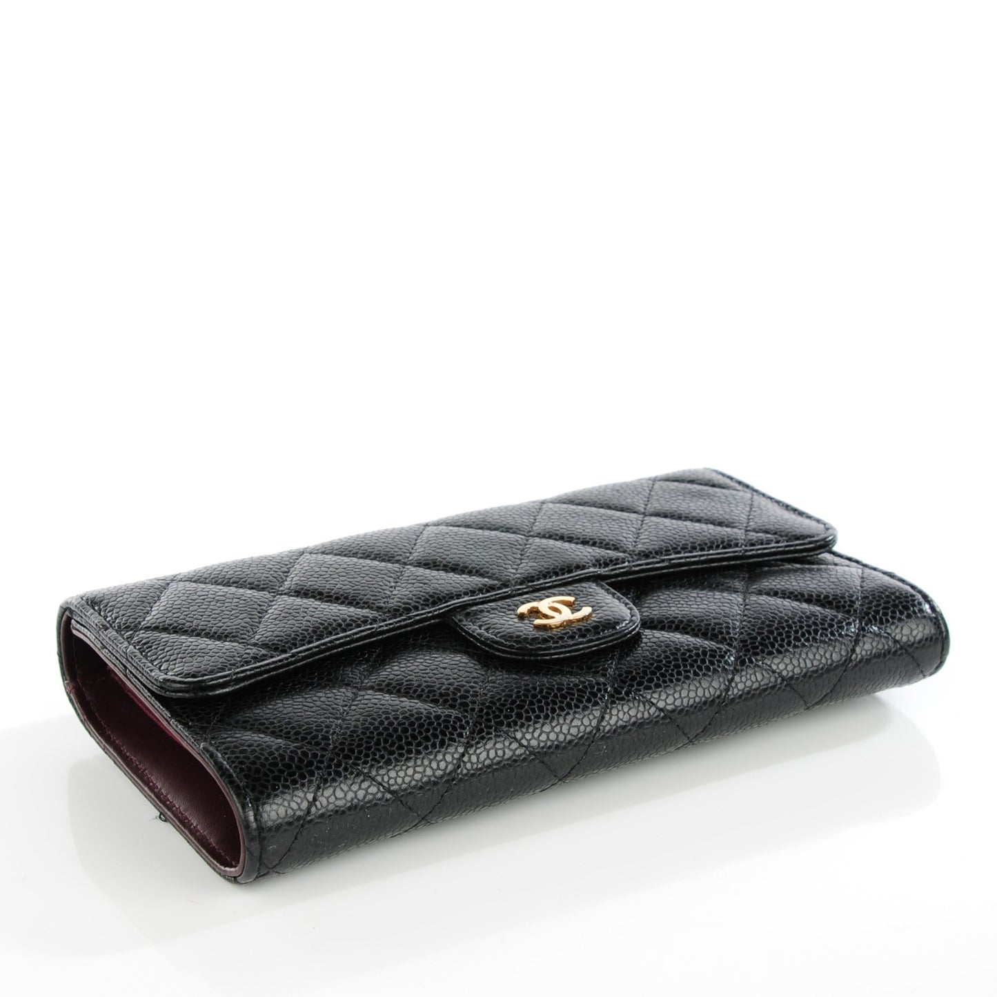 Caviar Quilted Large Flap Wallet Black