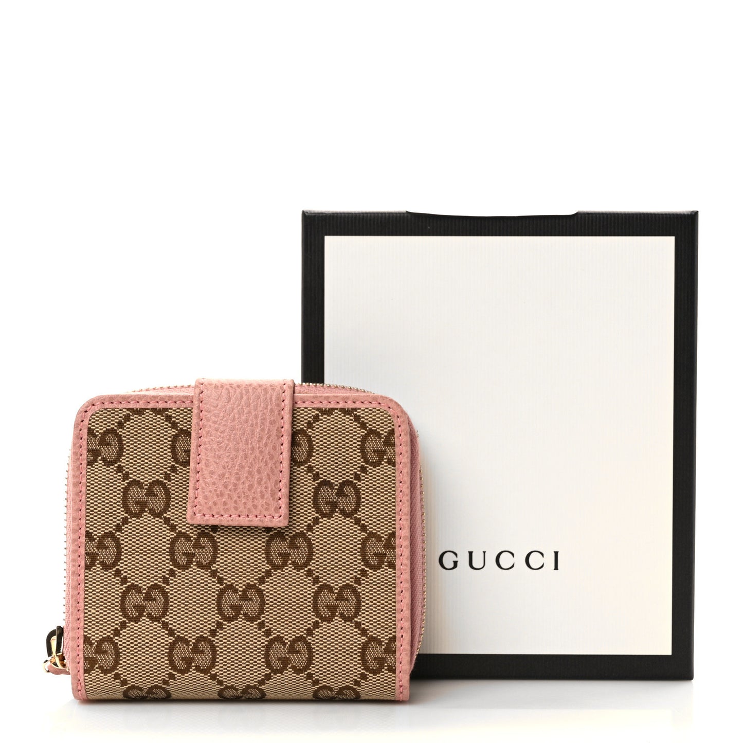 Monogram Dollar Calfskin Zip Around French Flap Wallet Beige Ebony Soft Pink