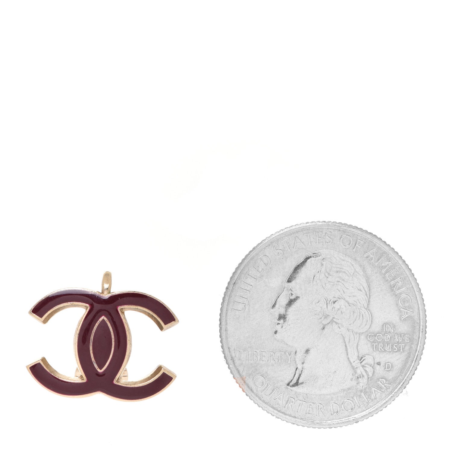 Chanel Enamel CC Clip On Solo Earring Burgundy Gold 2 of 4