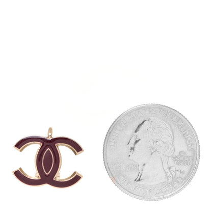 Chanel Enamel CC Clip On Solo Earring Burgundy Gold 2 of 4