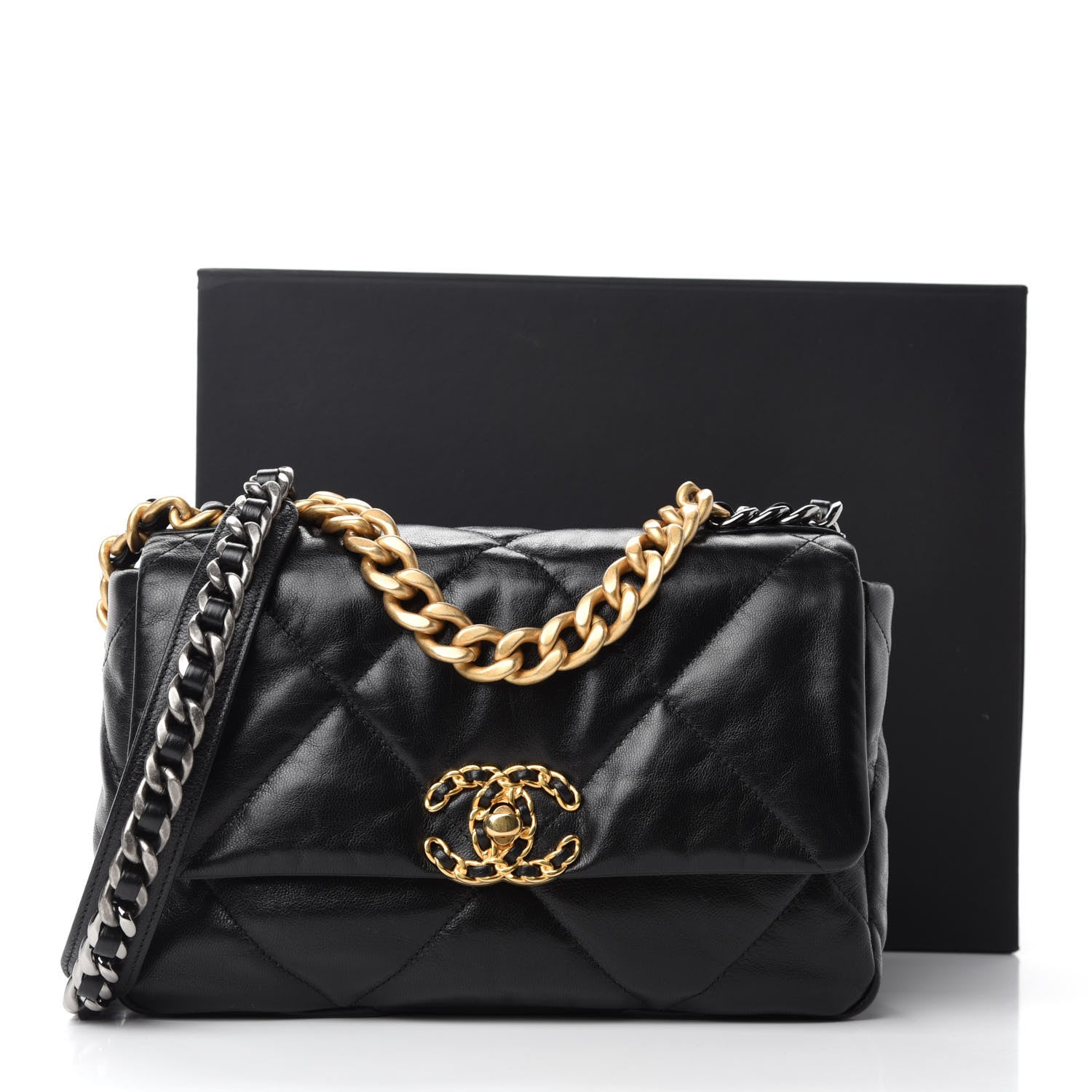 Chanel Goatskin Quilted Medium Chanel 19 Flap Black 11 of 11