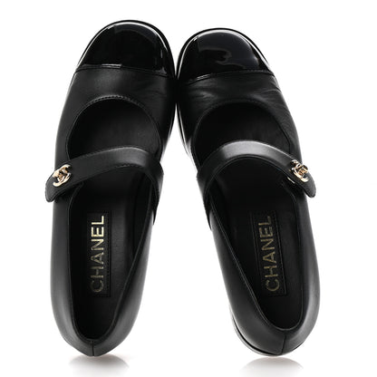 Chanel Calfskin Patent Mary Janes Flats 37 Black 2 of 12