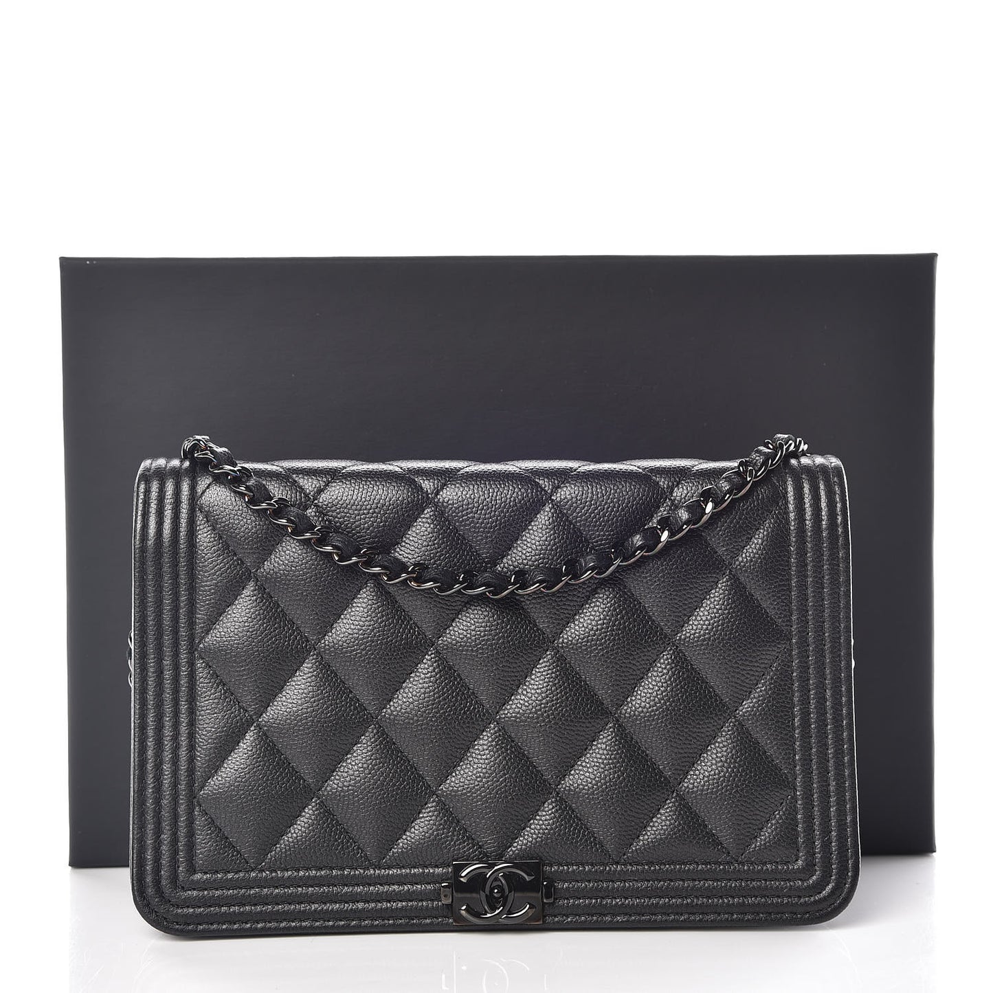Caviar Quilted Boy Wallet On Chain WOC So Black