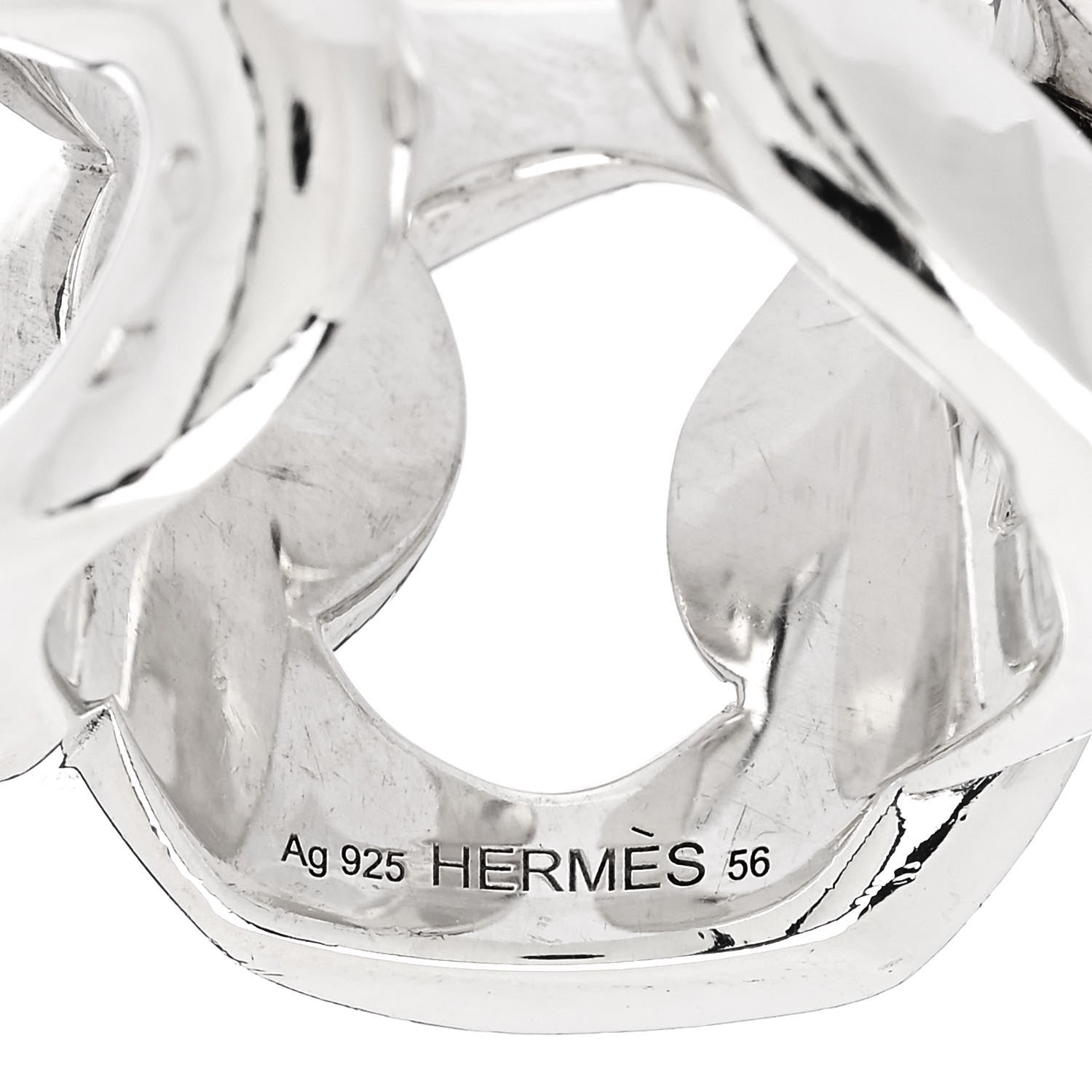 Hermes Sterling Silver GM Capture Link Ring 55 7.25 4 of 5