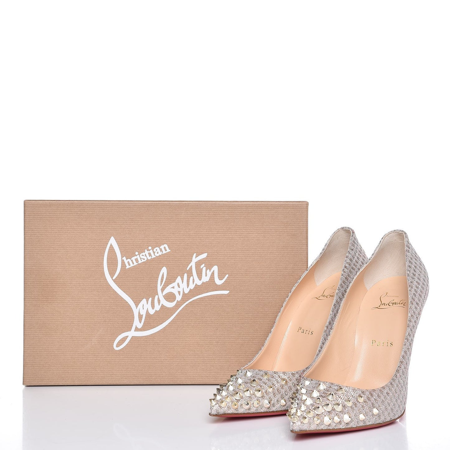 Quadro Lurex Spikeyshell 100 Pumps 37.5 Nude White Gold