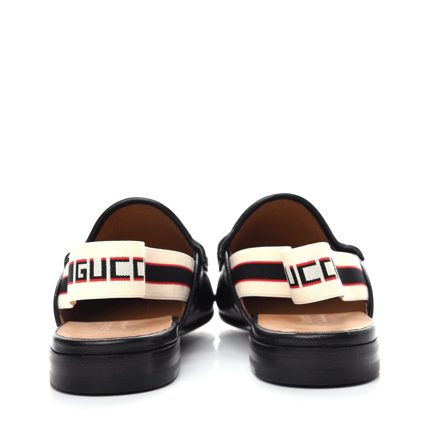 Goatskin Stripe Mens Horsebit Slingback Slippers 9.5 Black