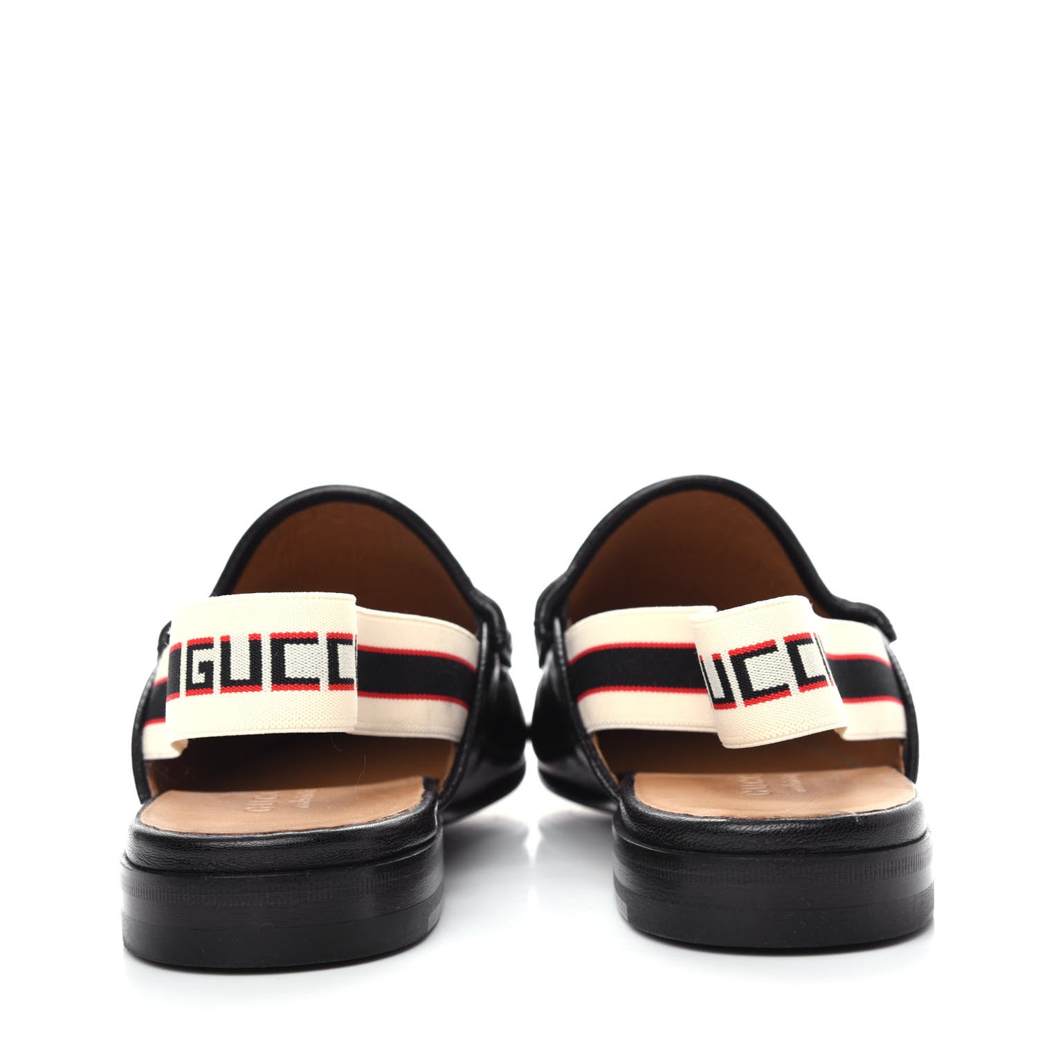 Gucci Goatskin Stripe Mens Horsebit Slingback Slippers 9.5 Black 7 of 11