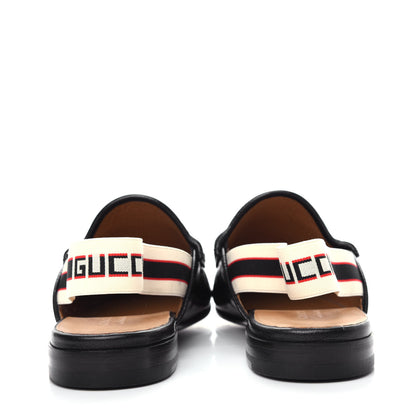 Gucci Goatskin Stripe Mens Horsebit Slingback Slippers 9.5 Black 7 of 11