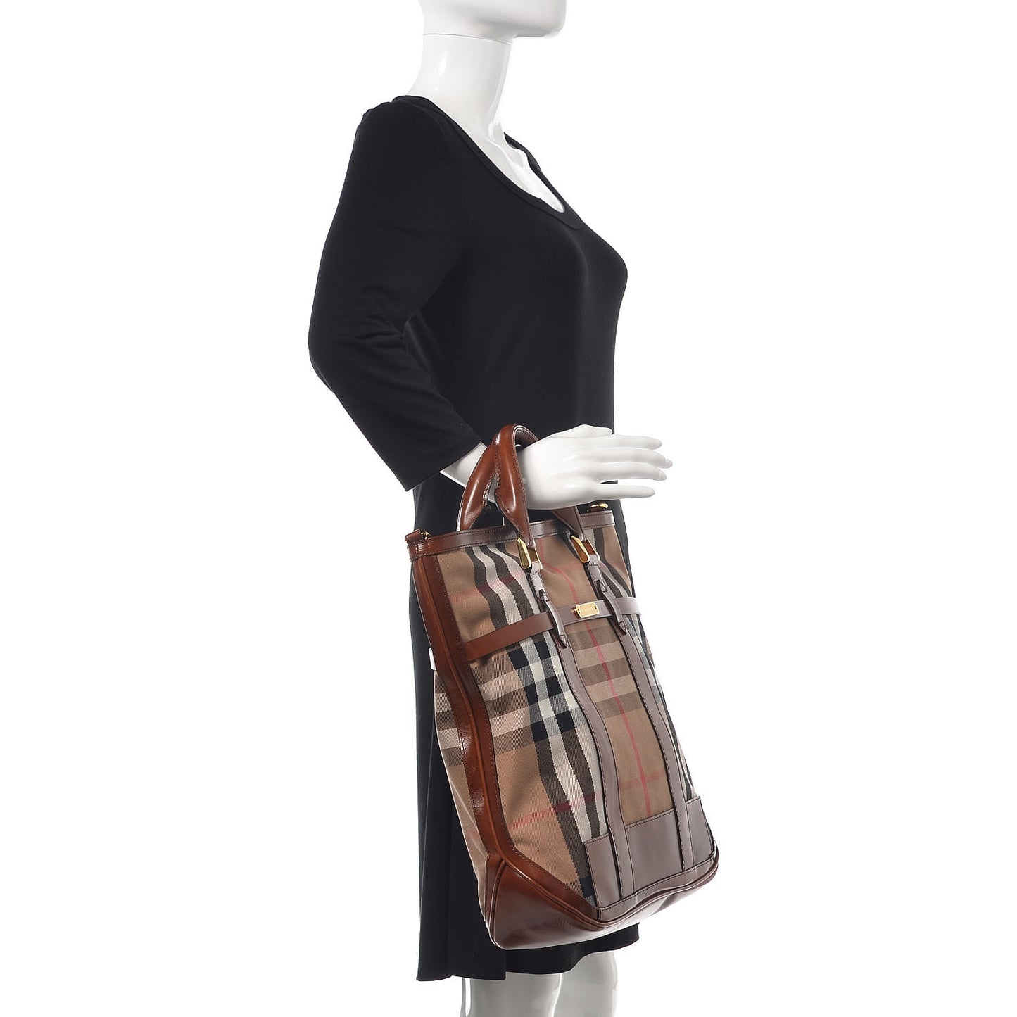 House Check Tote Dark Tan