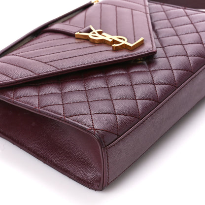 Saint Laurent Grain De Poudre Textured Mixed Matelasse Medium Triquilt Monogram Satchel Rouge Legion 12 of 16