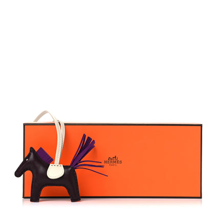 Hermes Milo Lambskin Grigri Rodeo Horse Bag Charm PM Rouge Sellier Craie Violet 4 of 4