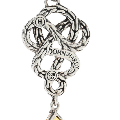 John Hardy Sterling Silver Diamond Citrine Classic Chain Braided Drop Earrings 4 of 4