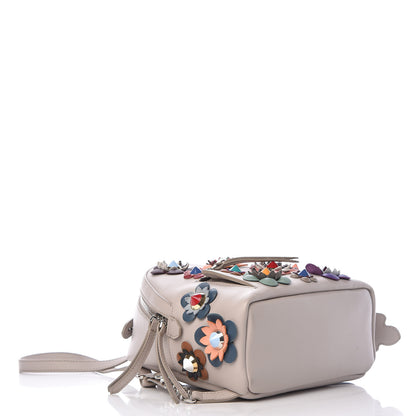 Fendi Vitello Dolce Flowerland Studded Mini Backpack Grigio Polvere Multicolor 4 of 11