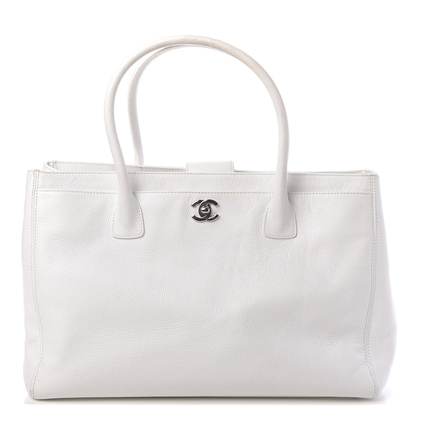 Calfskin Cerf Executive Shopper Tote White