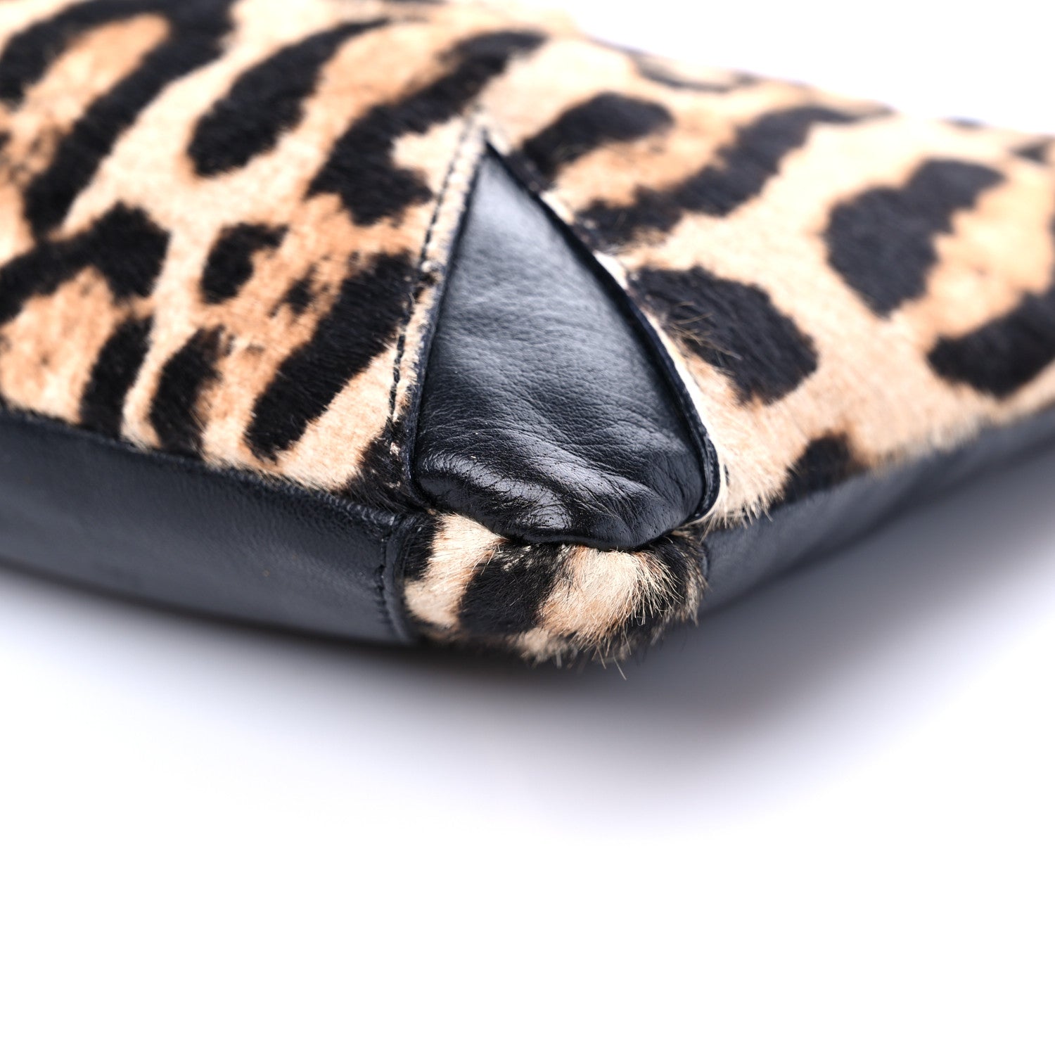 Jimmy Choo Pony Hair Leopard Print Crystal Chain Shoulder Bag Black 7 of 12