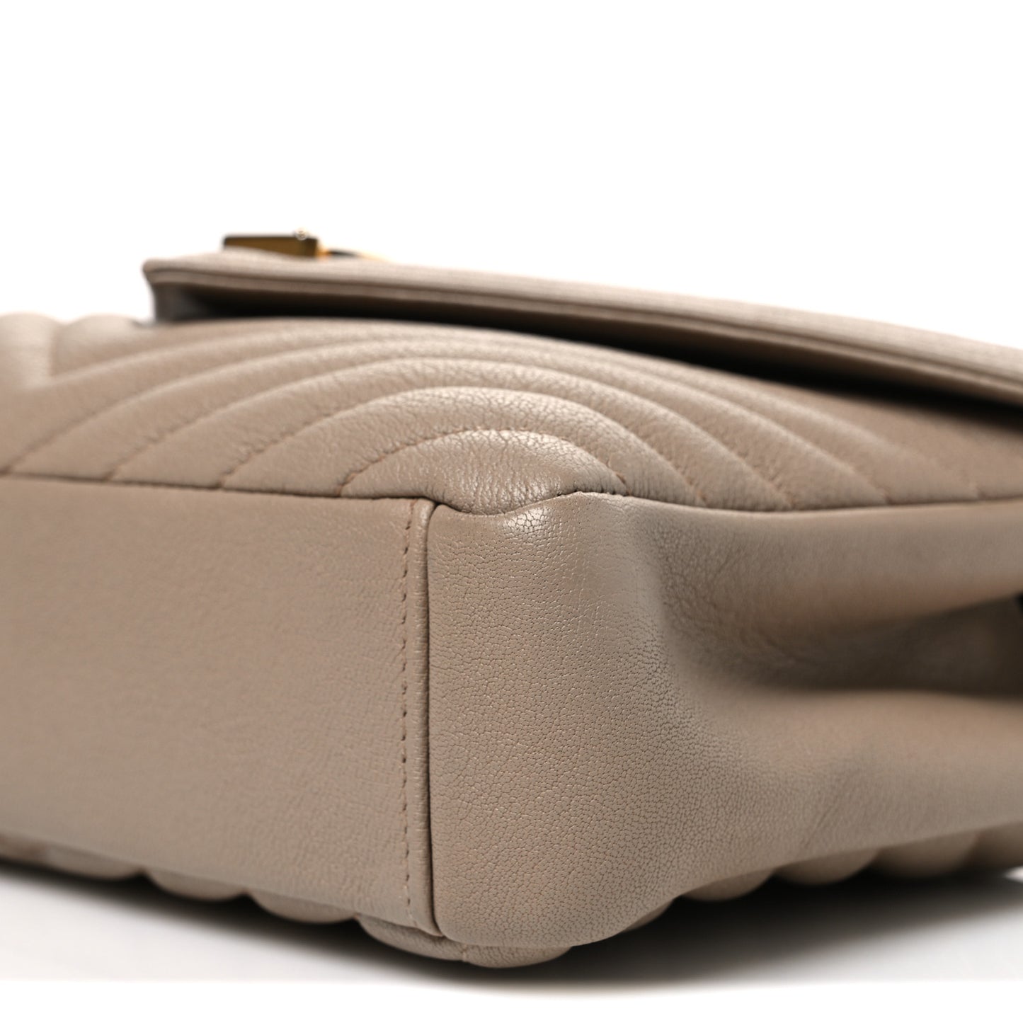 Sheepskin Matelasse Chevron Monogram Medium College Bag Dark Beige