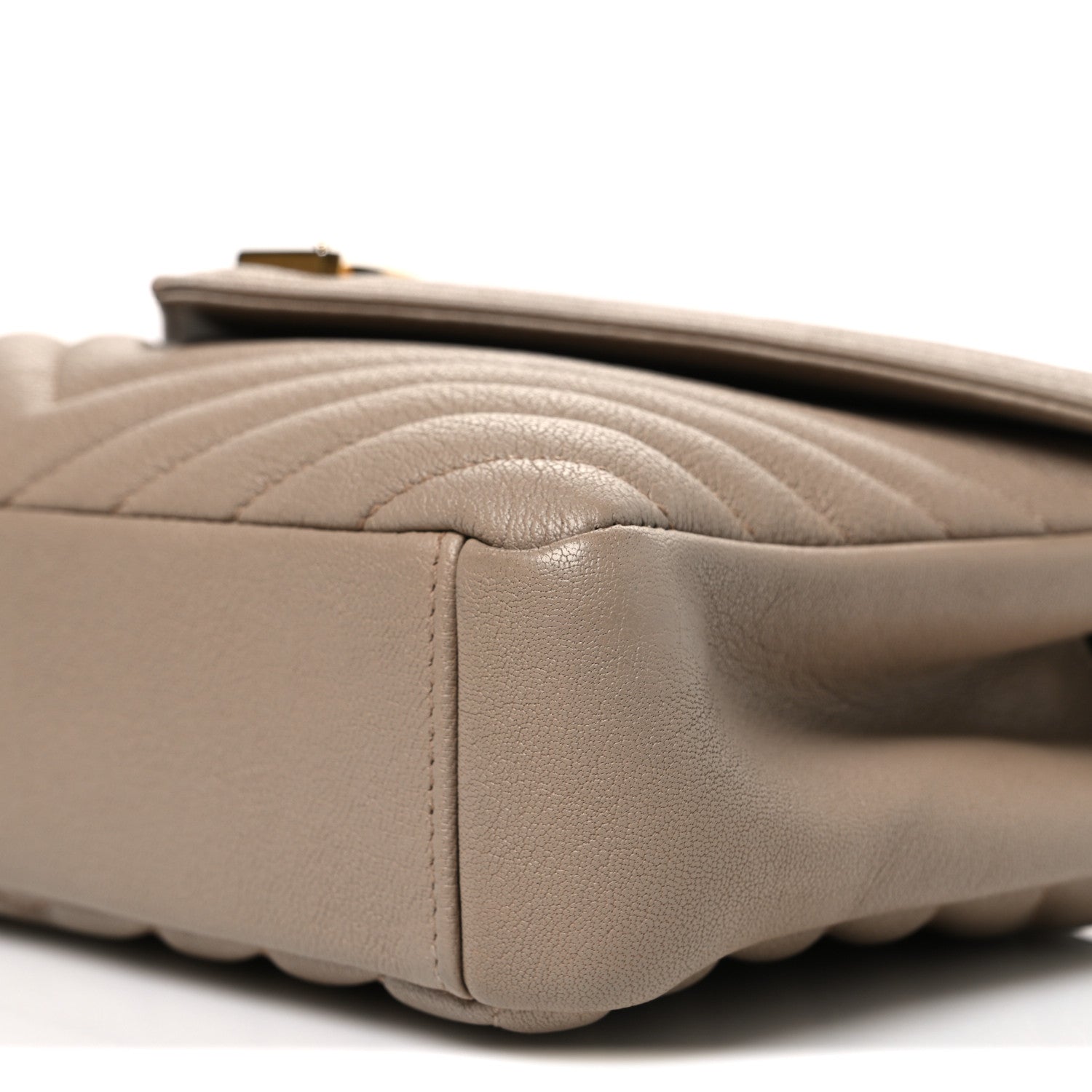 Saint Laurent Sheepskin Matelasse Chevron Monogram Medium College Bag Dark Beige 10 of 11