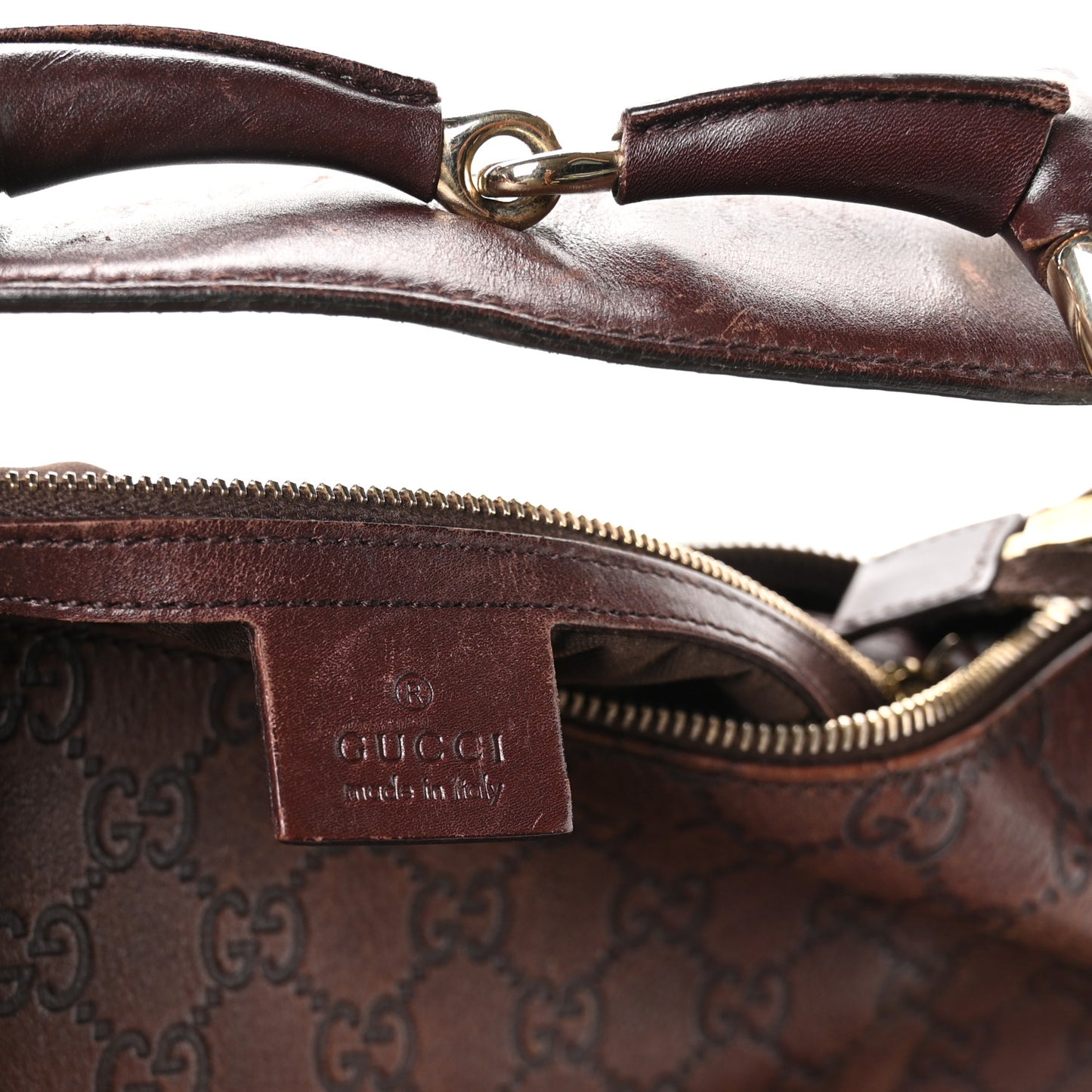 Guccissima Medium Horsebit Chain Hobo Dark Brown