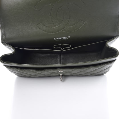 Chanel Caviar Quilted Jumbo Double Flap Dark Green 6 of 10