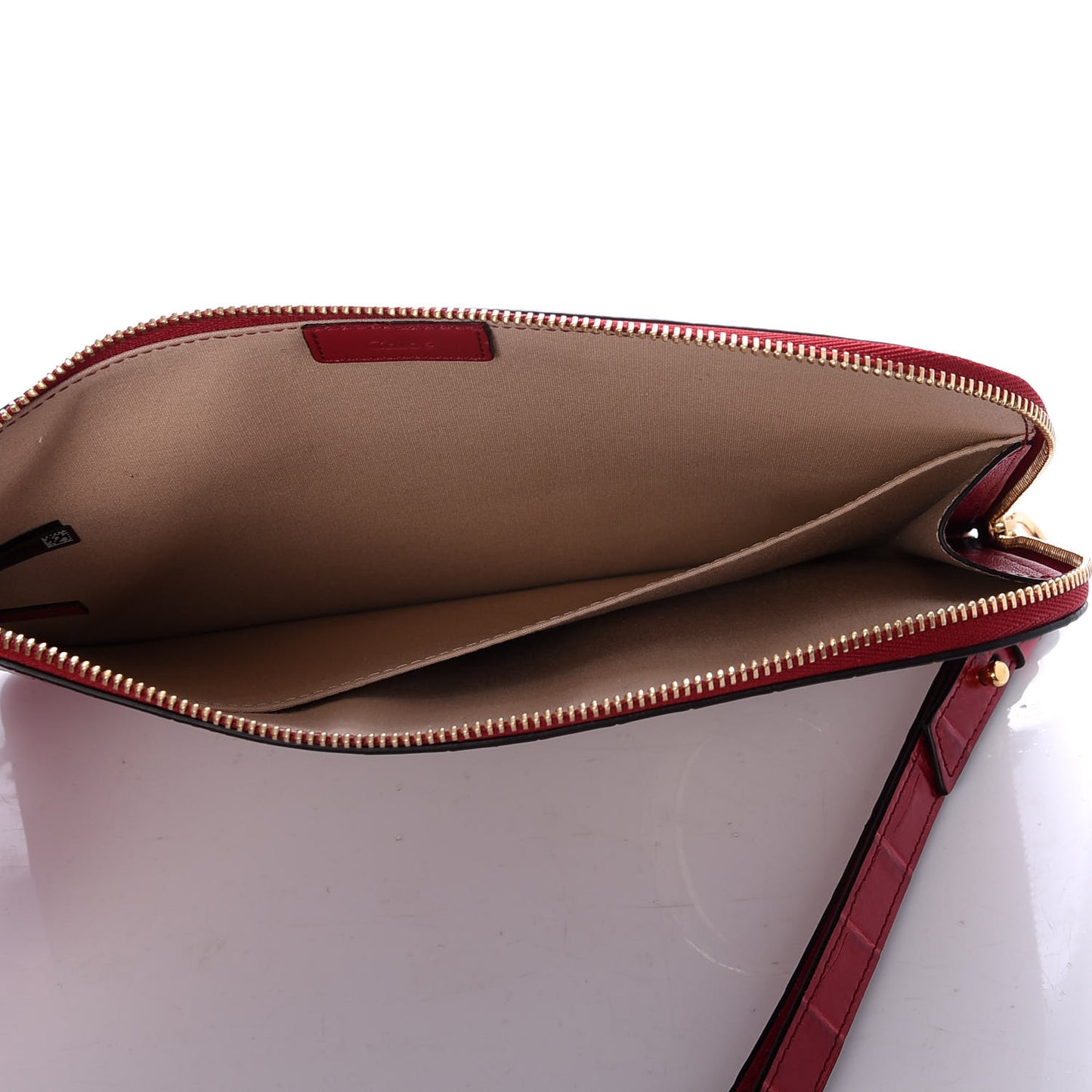 Crocodile Embossed Calfskin C Flat Pouch Dusty Red