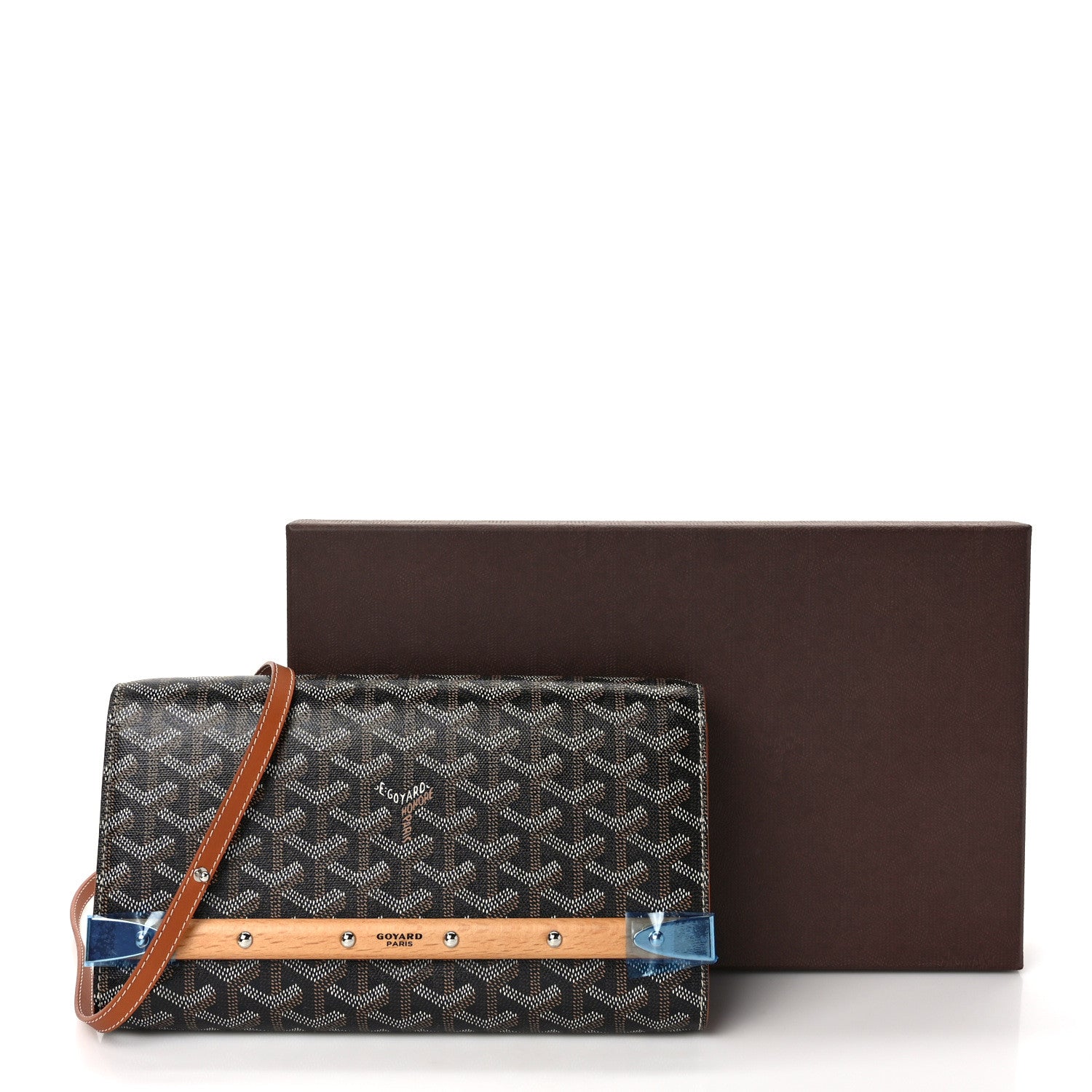 Goyard Goyardine Monte Carlo Bois Clutch With Strap Black Gold 9 of 9