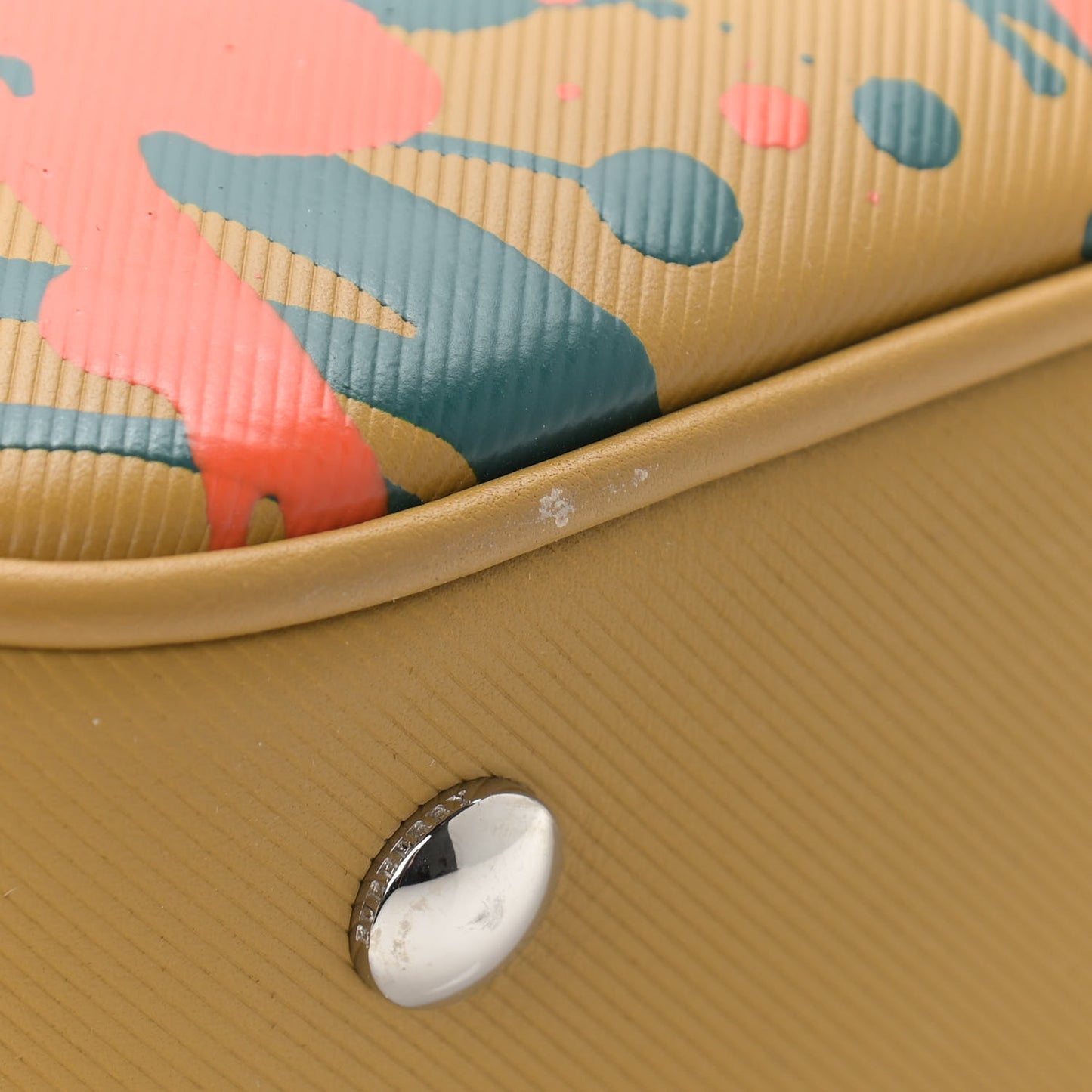Trench Calfskin Splash Print Medium DK88 Top Handle Bag Ochre Yellow