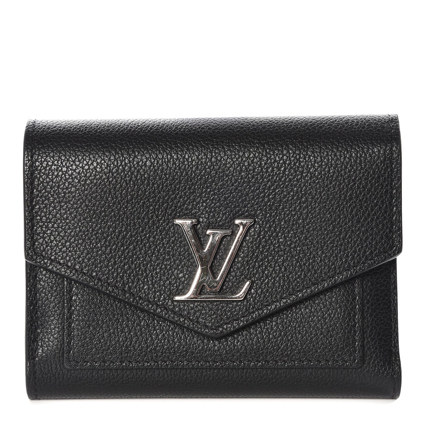 Soft Calfskin My Lockme Compact Wallet Black