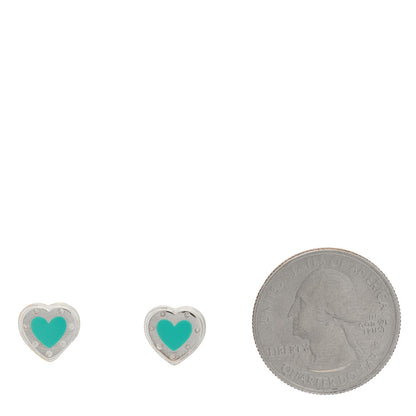 Tiffany Sterling Silver Enamel Mini Return to Love Heart Earrings Blue 2 of 3