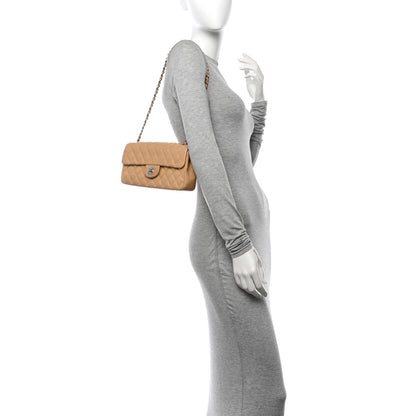 Chanel Lambskin Quilted East West Flap Beige 2 of 11