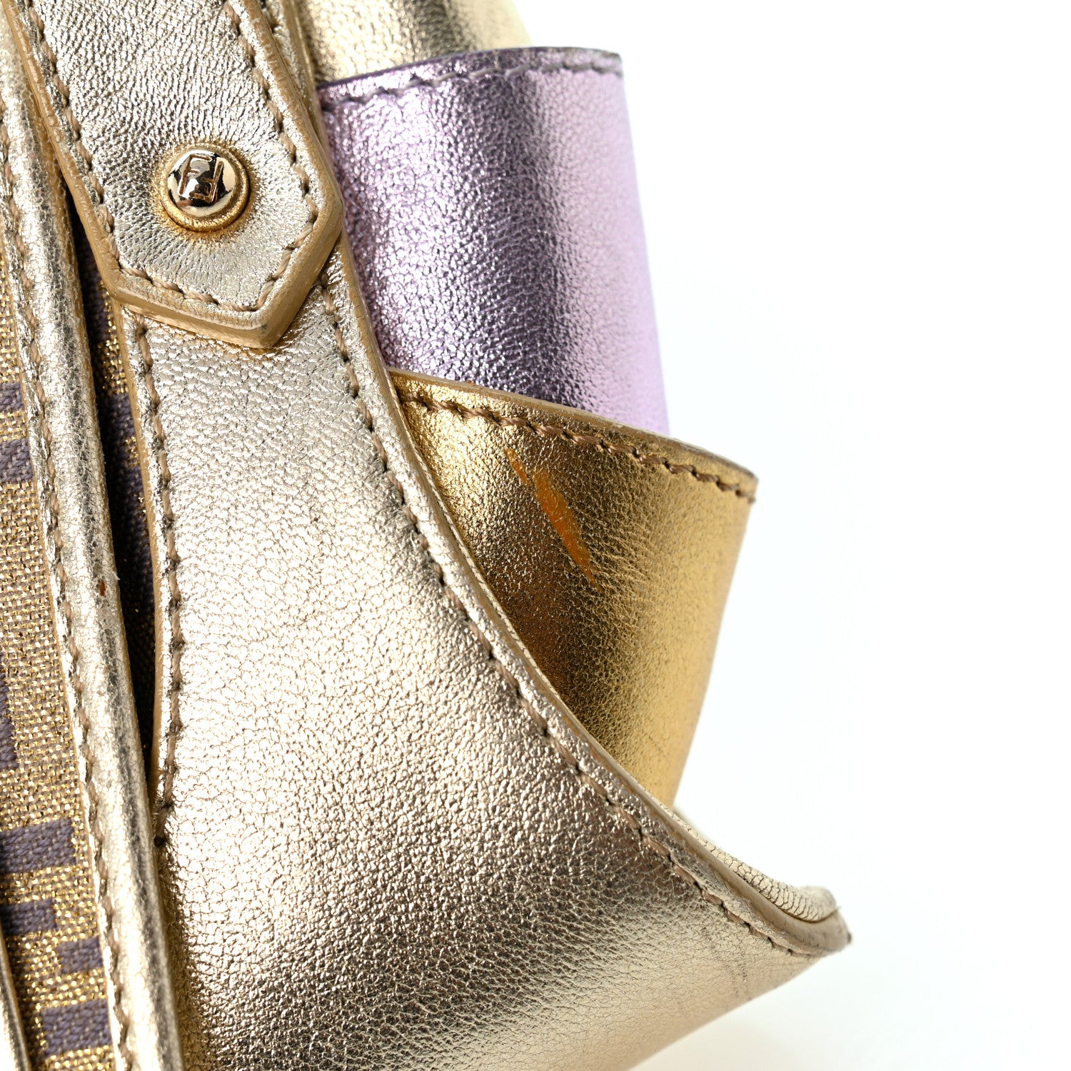 Fendi Metallic Calfskin Jacquard Zucchino Leopard Print Compilation Hobo Gold Multicolor 11 of 12