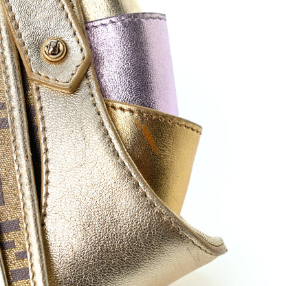 Fendi Metallic Calfskin Jacquard Zucchino Leopard Print Compilation Hobo Gold Multicolor 11 of 12
